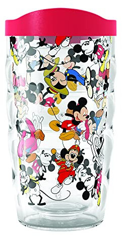 Tervis Gobelet isotherme à double paroi Disney – Mickey à travers les années Fabriqué aux États-Unis Garde les boissons froides et chaudes, 300 ml, ondulé, classique