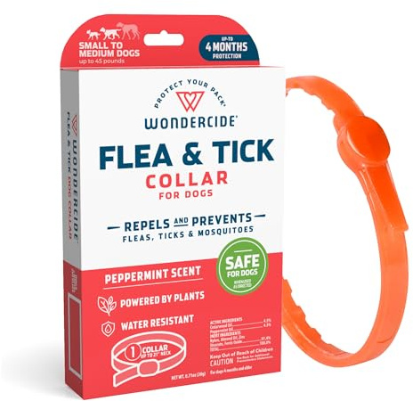 Wondercide Dog Collar - Flea, Tick, and Mosquito Repellent for Dogs - with Natural Essential Oils - Up to 4 Months Protection - Small Medium