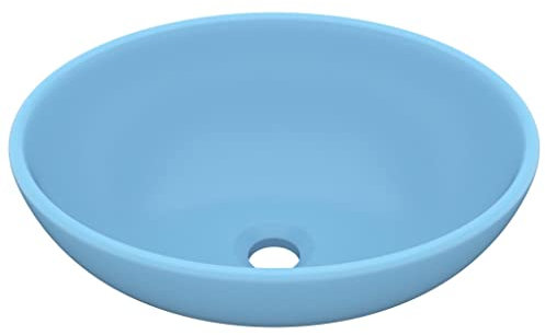 vidaXL Lavandino Lusso Lavello per Bagno Lavabo per Toilette Sanitari Prodotti per Bagno Vaschetta Ovale Azzurro Opaco 40x33 cm in Ceramica