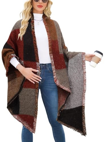 heekpek Damen Schal Deckenstoffschaln Schalcape Winter Schal mit Fransen und Spitzen Enden Schal Oversize Schals damen Winter Stern Schal Oversized Damenschal Lang