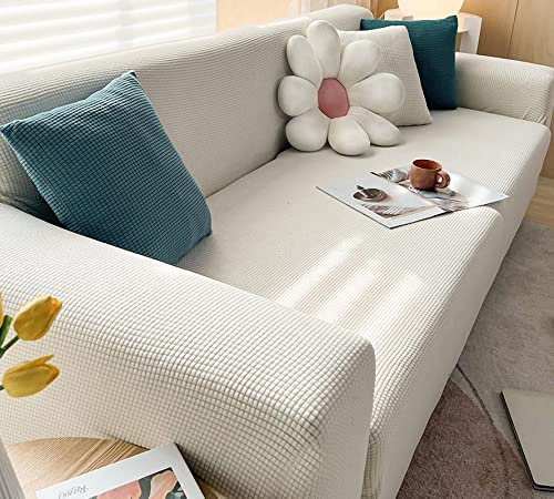 Stretch Sofa überzug für Sofabezug L Form und Sofa 1, 2, 3, 4 Sitzer, Anti-Slip Sofa überzug L Form 360° Polsterbezug für Eckcouch, Sofaschutz, Couchbezug, Polsterbezug, waschbar ( Color : Weiß , Size