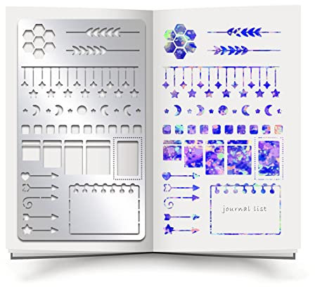 INFUNLY Lesezeichen-Metallschablonen Kalender Edelstahl-Schablone Sterne Pfeilspitzen Zeichnen Malen Tagebuch Planer Schablonen Für Tagebuch Holzschnitzerei DIY Scrapbooking Gravur