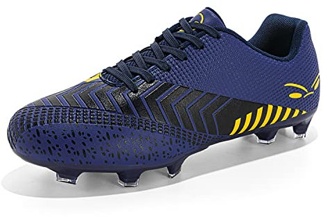 GWMDKI Men's Football Boots Unisex Breathable Spike Professional Athletics Football Trainers Sneakers Outdoor Football Shoes for Teenager Blue 11.5UK