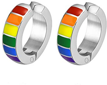 LGBT Pride Creolen Clip On Ohrringe Set Herren Damen Edelstahl Unisex Ohrclips Ohrstecker