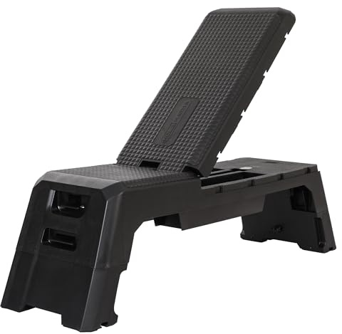 HolaHatha Multifunctional Home Exercise Workout Weight Bench, Adjustable Height, Backrest Positions, and Storage, Black