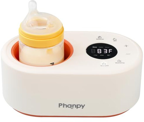 Phanpy Bottle Warmer, 12-in-1 Multifuntion Fast Baby Bottle Warmer for Breastmilk, Portable Bottle Warmer for Travel, Portable Milk Warmer for Baby with Accurate Temperature Control Memory Function