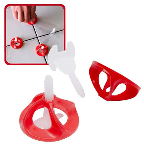 Dalsys Fliesen Nivelliersystem 2mm Set: 1300tlg., 1000 Laschen + 300 Hauben, Verlegehilfe Set, Fliesenleger Werkzeug