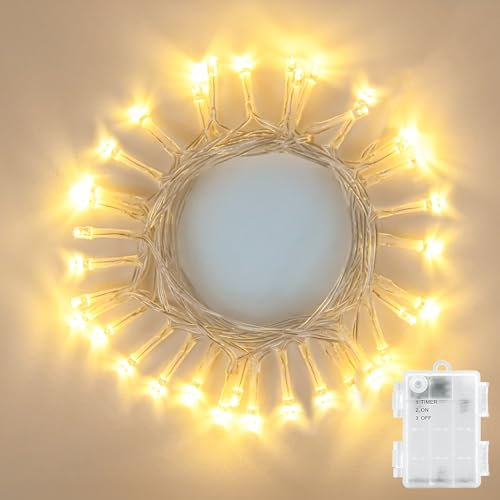 FFZZKJ Lichterkette Außen Weihnachten Batterie Wasserdicht 3M 30LED Lichterkette Außen batterie Timer für Weihnachten, Kinderzimmer, Schlafzimmer, Hochzeiten, Warmweiß