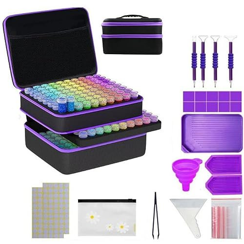 Queta 240 Slots Diamond Painting Storage Box 5D Diamond Painting Accessories Tools Storage Box Carry Case Diamant Painting Tools Container Bag Diamond Embroidery Tools Handbag