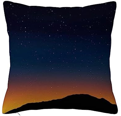Überwurf Kissen Fall Quadratisch Kissenbezug,Star Night Knoll Horizon Sky Stars Morning Hill Teleskop Textur Parks Außendesign Milchstraße,,Home Dekorative Sofa Sessel Schlafzimmer Wohnzimmer 45x 45cm