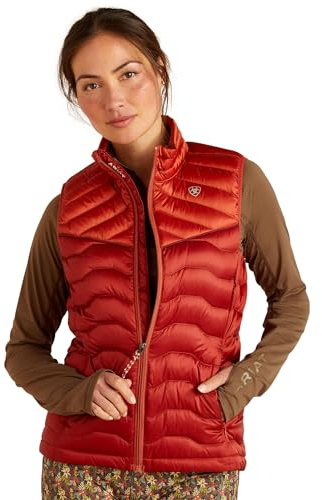 ARIAT Women's Ideal Down Vest - Iridescent Red Ochre/Burnt Bri, X-Large