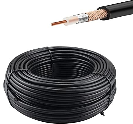 Urcianow Câble Coaxial RG58 50 m - 50 Ohms - RF Faible Perte - Câble d'Antenne pour SMA UHF N Type BNC TNC - Connecteur WiFi - Routeur - Amplificateur