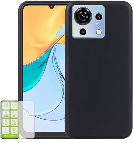 Wigento Für ZTE Blade V50 Vita Silikon TPU Case Schwarz 0,26 H9 Glas Handy Hülle Schutz