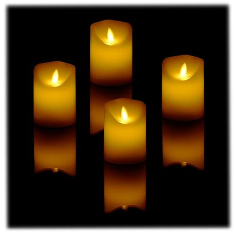 Relaxdays LED Kerzen, 4er Set, Timer & bewegliche Flamme, HxD: 10 x 7,5 cm, flammenlose Kerzenlichter, elektrisch, creme