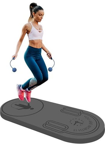 LaiEr Jump Rope Mat,Knees Protection Impact Absorption Jumping Rope Mat Fitness Exercise Mat Non-Slip for Home Gym(Grey,140cm*62cm*30mm)