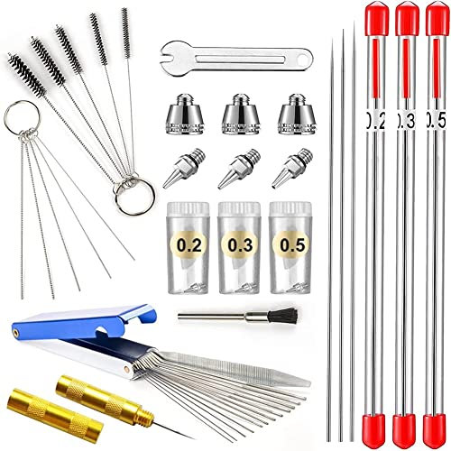 Jisapmzu Airbrush-Reinigungsset, Airbrush-DüSenkappen-Set und Airbrush-Nadelteile, Airbrush-Sprayer-ZubehöR 0,2/0,3/0,5 Mm