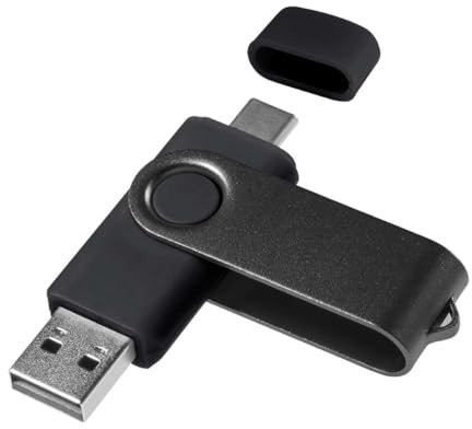 Yaxiny USB C Flash Drive 8GB 1 Pieces, OTG USB C Pen Drive, USB 3.0 and USB C Flash Drive, Type C Memory Stick for USB A+USB C Android Smartphone Metal Black