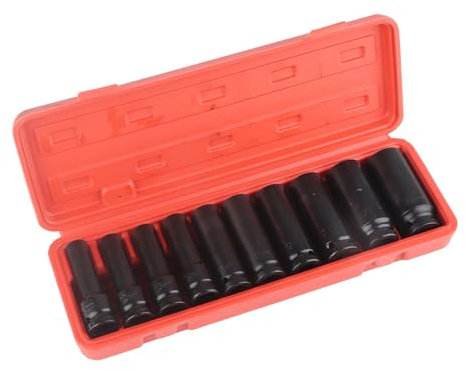 TKSE Deep Impact Socket Set,1/2 Inch Drive 10PCs, 10mm-24mm Automotive Trucks Tractors Engines Repairing DIY Mechanic Tool