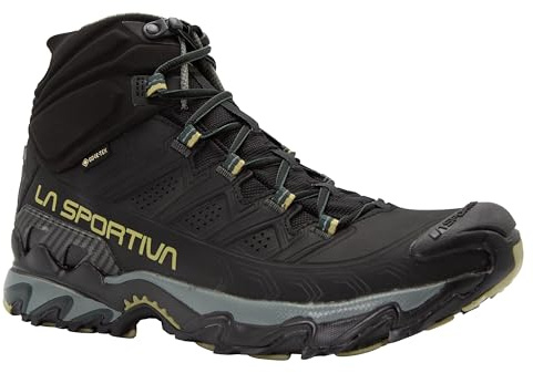 La Sportiva Mens Ultra Raptor II Mid Leather GTX Waterproof Hiking Boots, Black/Cedar, 13.5