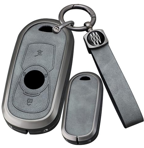 ontto Grau Schlüsselhülle Autoschlüssel Hülle Passt für Opel Astra K Sports J GTC Tourer Insignia B Zafira C Mokka Adam Corsa E für Buick Leder Schlüsselgehäuse Schlüsseletui 3 Tasten Autozubehör B