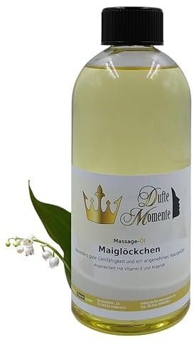 Dufte Momente | Massageöl Maiglöckchen 500ml | hochwertige Pflanzenöle als Basis | hohe Gleitfähigkeit | zieht langsam ein | ohne Paraffin und künstliche Zusätze | vegan und ohne Tierversuche