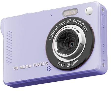 Digital Camera, 1080P FHD 44MP Digital Camera (with 32GB memory card), Rechargeable Compact Camera with 16X Digital Zoom Camera for Kids, Adult,Teenagers, Students, Beginners (Purple)