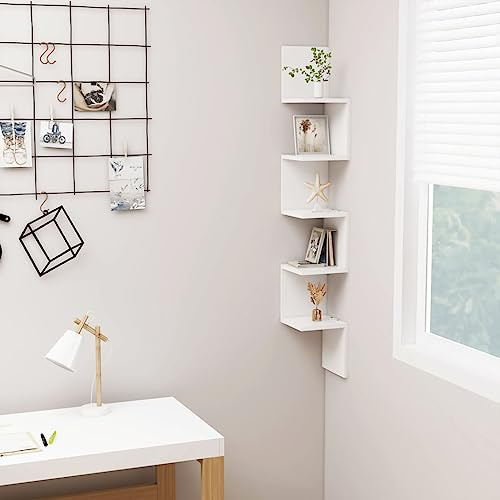 FUDUGEHMIOFWFJJ astatic,Preppy Room Decor,deko Teenager mädchen Zimmer,Wand-Eckregal Weiß 20x20x127,5 cm HolzwerkstoffGeeignet für Bad, Küche, Schlafzimmer