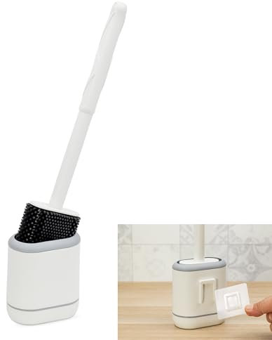 DECOR HUB Scopino Wc Silicone e Porta Scopino, Spazzola Wc in Silicone, Scopettino con Supporto, Accessori Bagno
