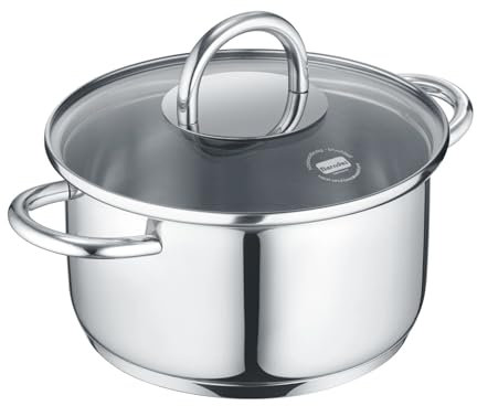 Berndes b.mini Kochtopf 12 cm mit Glasdeckel - Edelstahl Kochtopf für alle Herdarten, inklusive Induktion – Kompakter Topf für kleine Mengen - ideal für Singles, Senioren und kleine Haushalte – 0,7 L