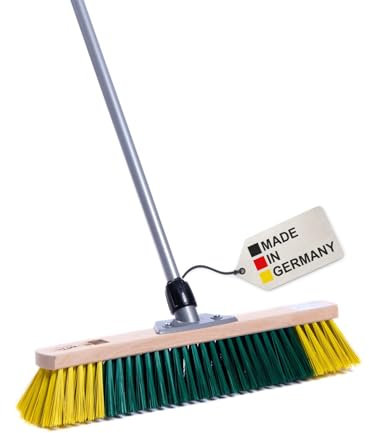 BawiBlitz-Besen Universeller Kehrbesen von BawiTec in verschiedenen Ausführungen mit oder ohne Stiel spezielle zweifarbige Elaston-Eralon-Borsten Gartenbesen (60cm/mit Teleskopstiel)