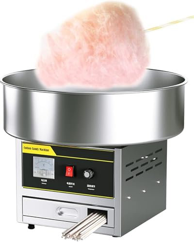 DRFGHK 1200W Commercial Cotton Candy Machine, Candy Floss Maker Machine Maker Gas Electric Floss Machine for Birthdays Parties Celebrations Silver