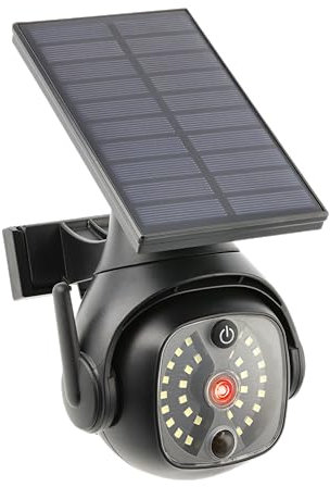 GTV Solar-Fluter GUARDOS mit Bewegungs- & Dämmerungssensor, LED Sicherheitslicht mit Kamera-Attrappe, roter Abschreckungs-LED, Solarbetrieb & kabelloser Montage