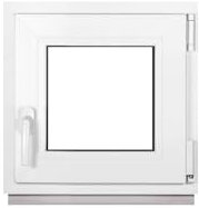 Framex Ventana de sótano PVC pequeña blanca de ANCHO x ALTO 45 x 45 cm (450 x 450 mm), doble acristalamiento (32 mm), oscilobatiente, DIN derecha, Premium