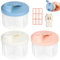 3 Stück Milchpulver Portionierer Baby, Tragbarer Milchpulver Aufbewahrungsbox, 4 Fächern Milch Portionierer, Baby Pulver Behälter mit Etikettenaufkleber für Outdoor, Reisen (Rosa/Beige/Blau)