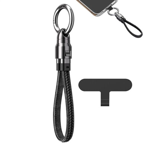 Gvblkq Durability + Softness Keychain USB Charger Cable, 240W PD3.1 Fast Charger Cord, Microfiber Material Type-C Double Interface, Lightweight Charging Cable for Mobile Phone, Tablet, or Laptop