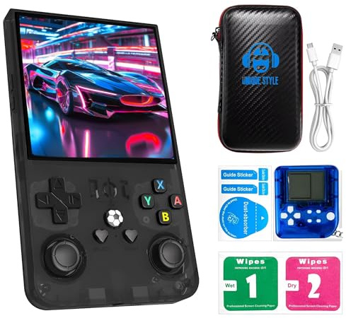 Console di gioco portatile retrò portatile con modalità palmare, 18.000 titoli multipiattaforma precaricati, display IPS da 4 pollici, controlli sensibili e batteria da 6 ore, regalo (nero, 64 GB