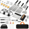 35PCS Set Barbecue Professionale - Acciaio Inossidabile Kit Barbecue, con Smash Burger Press & Spatola Pizza & Patty Maker & Attrezzi Barbecue, per Barbecue, Picnic, Campeggio