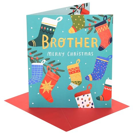 UK Greetings | Christmas Card for Brother | With Envelope | Xmas Presents | Greeting Card | Him/Boys/Men | 18.4 x 15.9cm