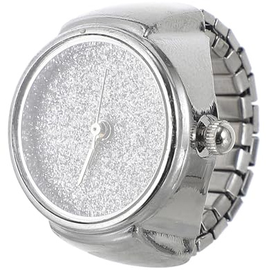 TOYANDONA Modische Ringuhr Damen mit Quarzuhrwerk Funkelndes Design Silberner Fingeruhr Ring Eleganter Schmuck für Alltag und Besondere Anlässe