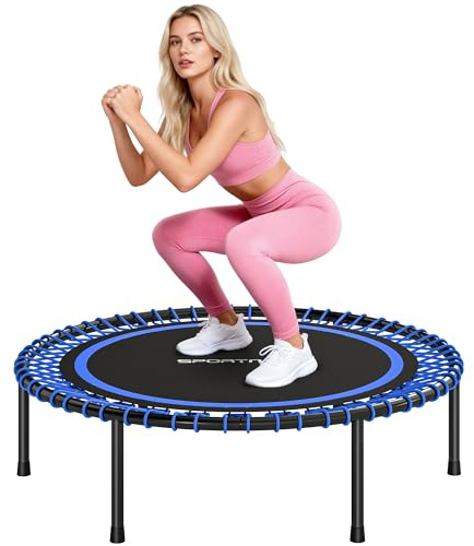 SPORTNOW Trampolín de Fitness Adultos Ø114 cm Carga 200kg Azul y Negro