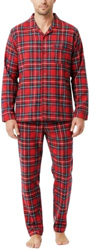 Toocool Pyjama homme écossais rouge d'hiver de Noël à carreaux complet à manches longues 3103