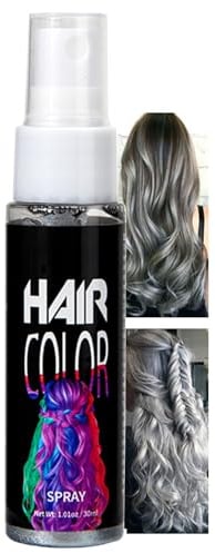 Haarspray Farbe Grau, Temporäre Haarfarbe Spray, Farbiges Haarfarbe Grey, Haarfarb Auswaschbar, Hair Color Spray, Schnelle Haarfärbung, Haar Colorationen Karneval Halloween Cosplay Party, Sanft Formel