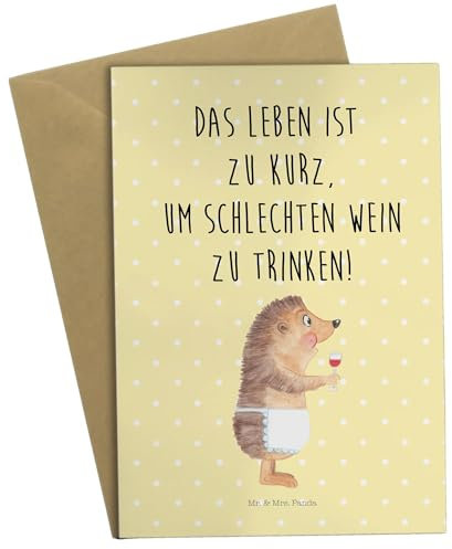Mr. & Mrs. Panda Grußkarte Igel Wein - Geschenk, Glückwunschkarte, Weinglas, Gute Laune, Tiere, Einladungskarte, Geschenk Weintrinker,