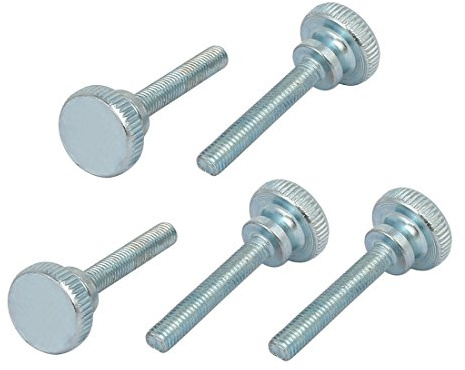 sourcingmap M5x30mm Flat Knurled Head Fully Threaded Thumb Screws Bolts Fastener 5pcs