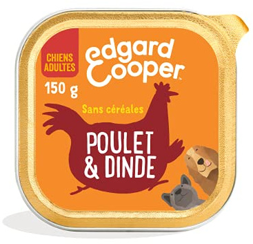 Edgard & Cooper Dose Patée für Erwachsene Hunde, ohne Getreide, natürliche Nahrung, 150 g, frisches Huhn und Truthahn, gesunde Ernährung, schmackhaft und ausgewogen, hochwertiges Protein