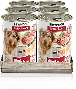 BEWI DOG Fleischkost reich an Geflügel [800 g] Dose | Nassfutter für Hunde | getreidefrei | sortenrein | Muskelfleisch & Innereien mit fester Fleischstruktur | 6 x 800 g