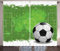 ABAKUHAUS Fußball Rustikaler Gardine, Grunge Fußball-Entwurf, Schlafzimmer Kräuselband Vorhang mit Schlaufen und Haken, 280 x 260 cm, Schwarz Grün