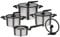 GSW 706155 Kochtopf-Set Apart 9-teilig, Edelstahl rostfrei 18/8, Glas, Kunststoff, Silber