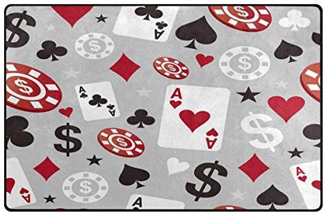 Mnsruu Poker Casino Teppich Teppiche rutschfeste Bodenmatte Fußmatten Wohnzimmer Schlafzimmer 50 x 80 cm