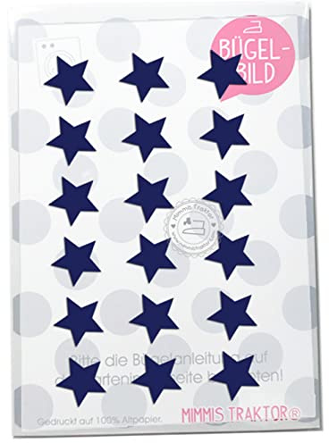 Bügelbild 18 Sterne mini 2 cm Flockfolie Aufbügler Applikationen Bügelsticker für Stoffe Textilien Kinder zum Aufbügeln Flicken, Farbe:marine (sehr dunkel)